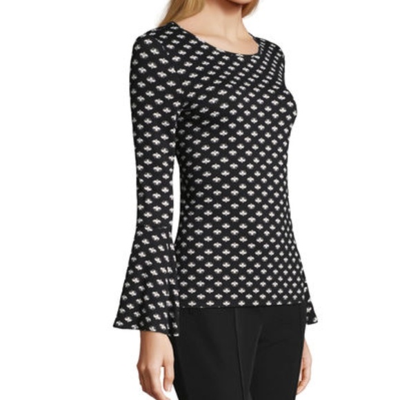 Adrianna Papell Printed Knit Bell Sleeve Top - Picture 2 of 7